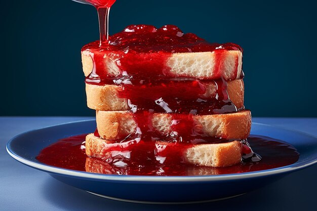 Photo homemade whole wheat bread with strawberry jam and fresh strawberry Ai generated