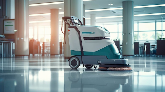 A photo of a hospital floor cleaning machine