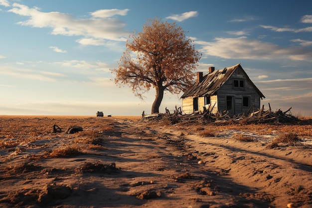 photo house isolated in the field