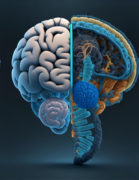 Photo of a human brain showing the different areas and functions