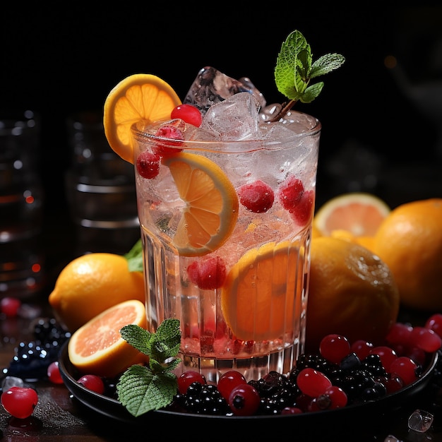 photo ice cold fruit aroma drink glass