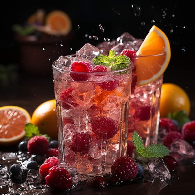 photo ice cold fruit aroma drink glass