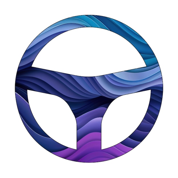 Photo photo icons steering wheel icon photo with purple blue water waves textures