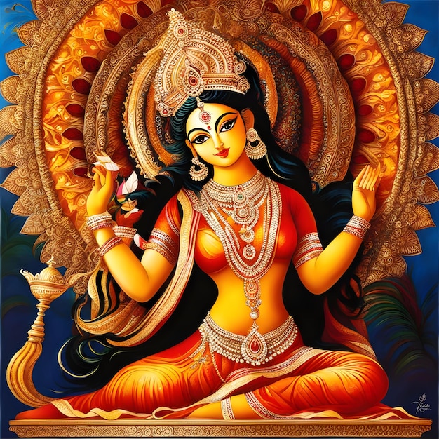 Photo idol statue of goddess maa Durga happy Navratri and Dussehra