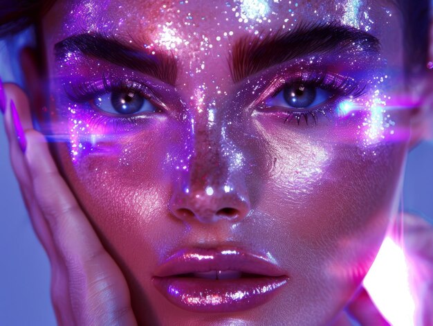 photo of Illustration beauty traced in neon light dynamic composition and dramatic lighting darkcor