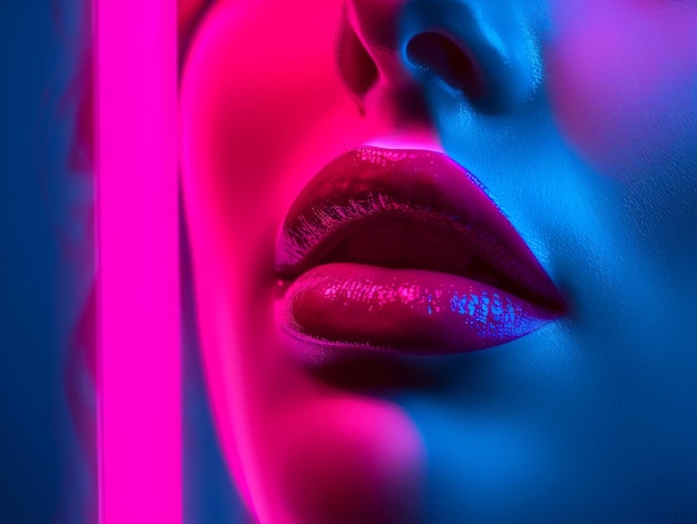 Photo photo of illustration beauty traced in neon light dynamic composition and dramatic lighting darkcor