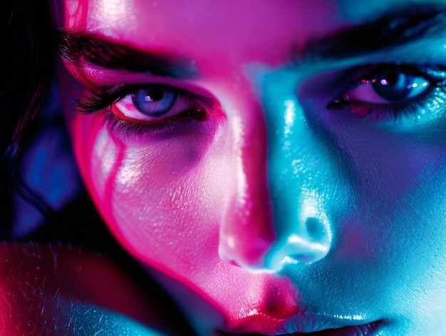 photo of Illustration beauty traced in neon light dynamic composition and dramatic lighting darkcor