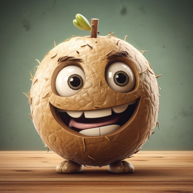 Photo illustration character coconut fruit isolated express