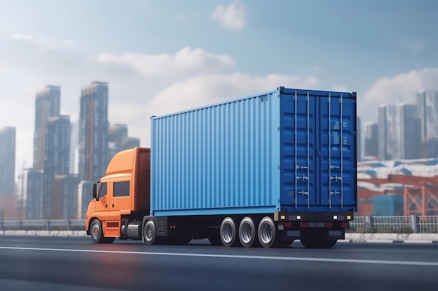 Photo illustration of container truck