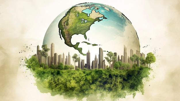 Photo illustration of environmentally friendly and ecology concept generat ai