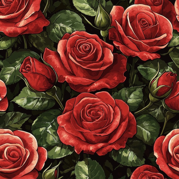 The photo illustration of seamless pattern of beautiful roses on the colorful background