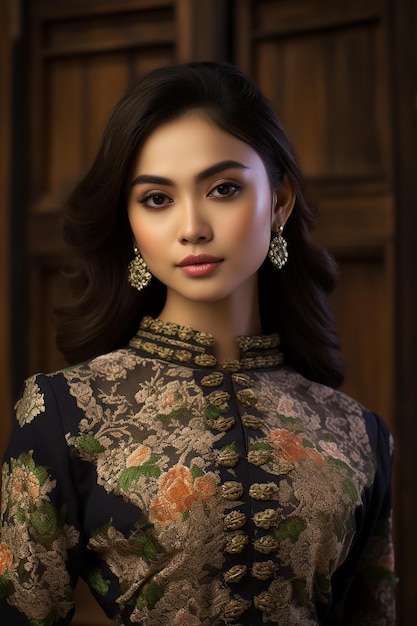 Photo indonesian woman with beautiful face wearing