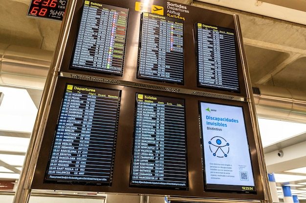 photo of the information board in the Mallorca airport Spain