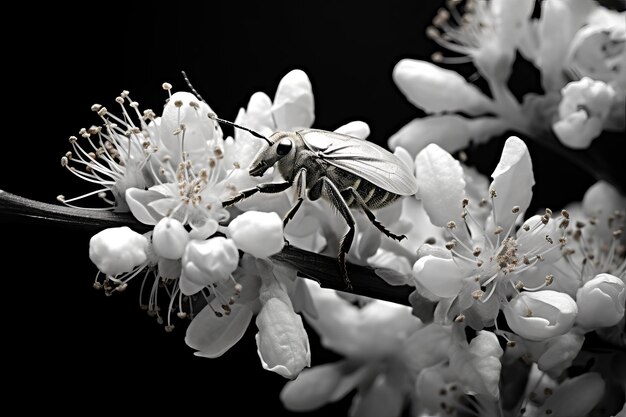 Photo of Insects and Flowers in Black and White