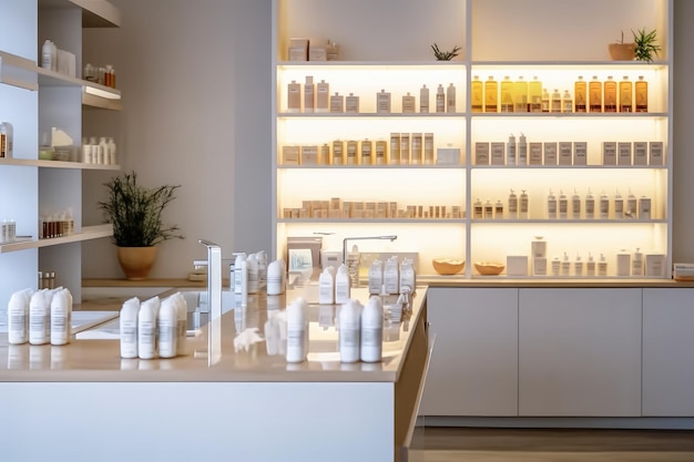 photo of inside empty skincare shop Photography AI Generated