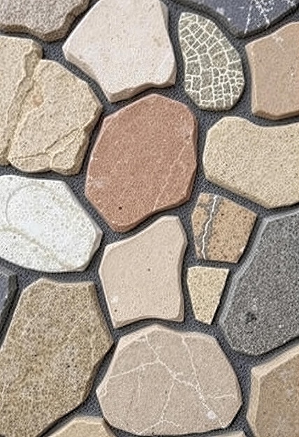 Photo Interlocking stone patterns with a variety of colors and textures