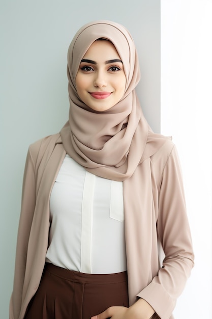 Photo islamic young pretty student woman