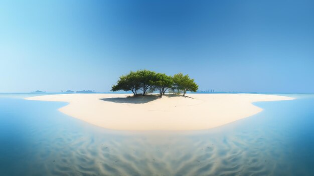 Photo an island with white sand beach panorama view generated by ai