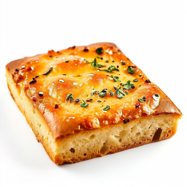 photo of a italian focaccia isolated on white background