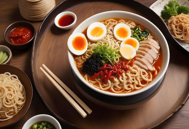 Photo Japanese ramen spicy sauce ancient food