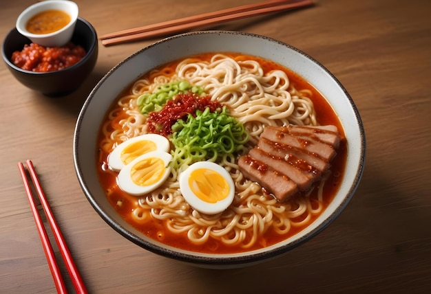 Photo Japanese ramen spicy sauce ancient food