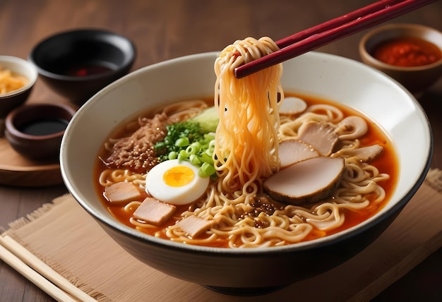 Photo Japanese ramen spicy sauce ancient food