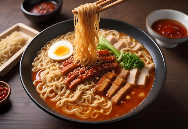 Photo Japanese ramen spicy sauce ancient food