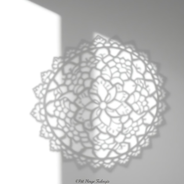 Photo of Lace Doily Shadow Casting Intricate Circular Patterns Thin Delicate Edges Evoke Vintage C