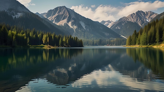 Photo lake in mountains Ai Generated