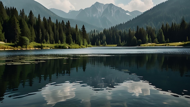 Photo lake in mountains Ai Generated