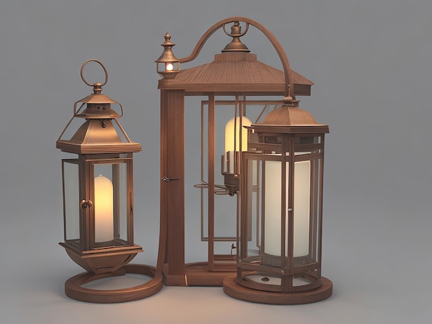 Photo lantern lamp isolated background generated ai