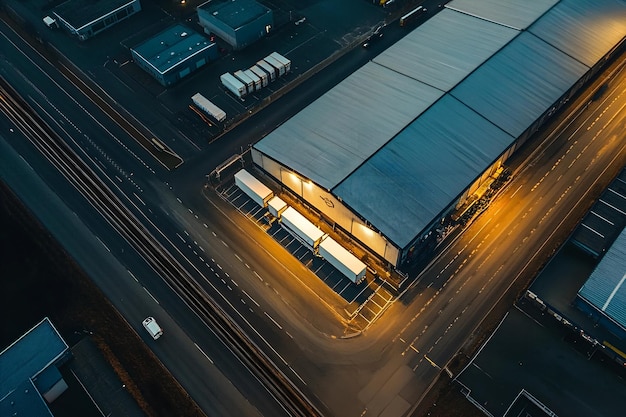 Photo photo large distribution centre next to motorway