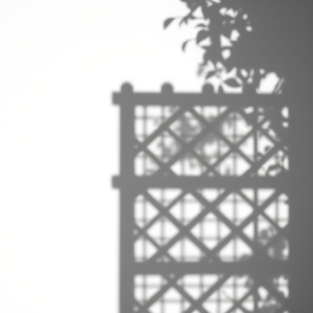 Photo of Lattice Fence Shadow Forming Grid Like Patterns Bold Intersecting Edges Add Structure Co