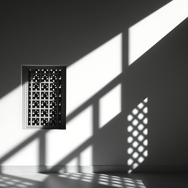 Photo photo of lattice window shadow creating interlocking grids sharp and precise shapes emphasize stru