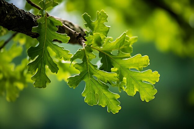 Photo photo of leaves in closeup oak tree