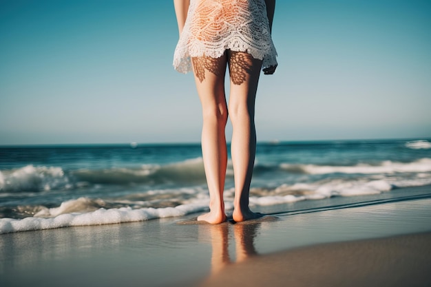 Photo legs of woman at the beach