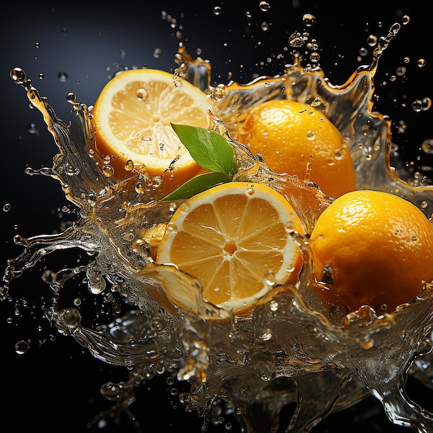 photo of lemon with water splash