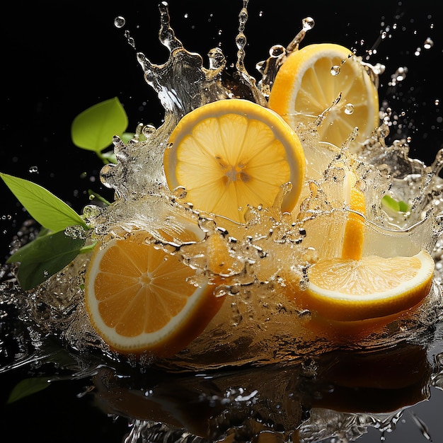 photo of lemon with water splash