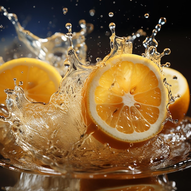 photo of lemon with water splash