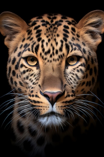 Photo of Leopard on black background