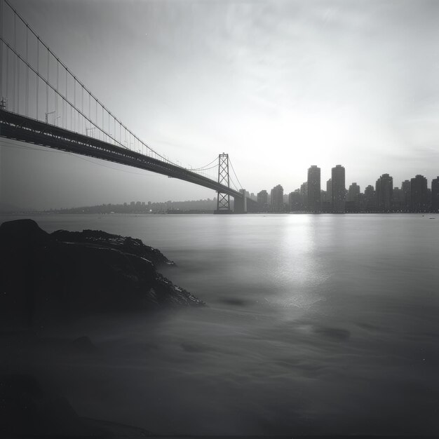 Photo photo of the lion39s gate bridge arching over burrard inlet with the vancouver cityscape