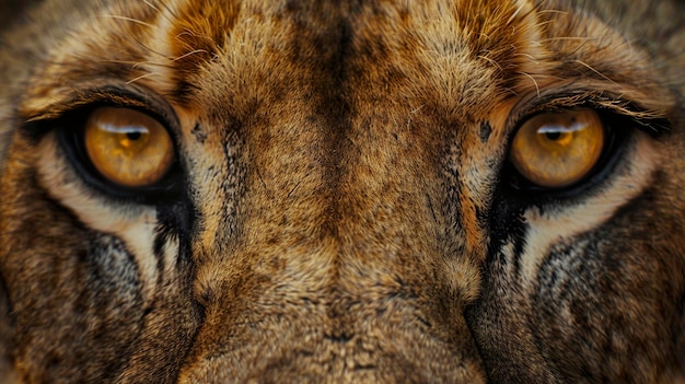 A photo of a lions eyes