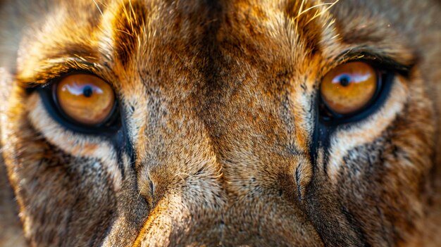 A photo of a lions eyes