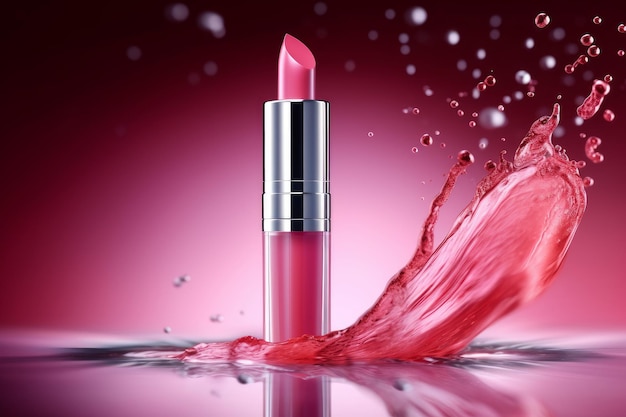 Photo of Lipstick Cosmetic Beauty Care Cream Gel Serum generative AI