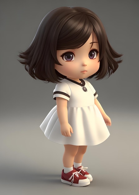 Photo of a little cute girl 3d render ai generative