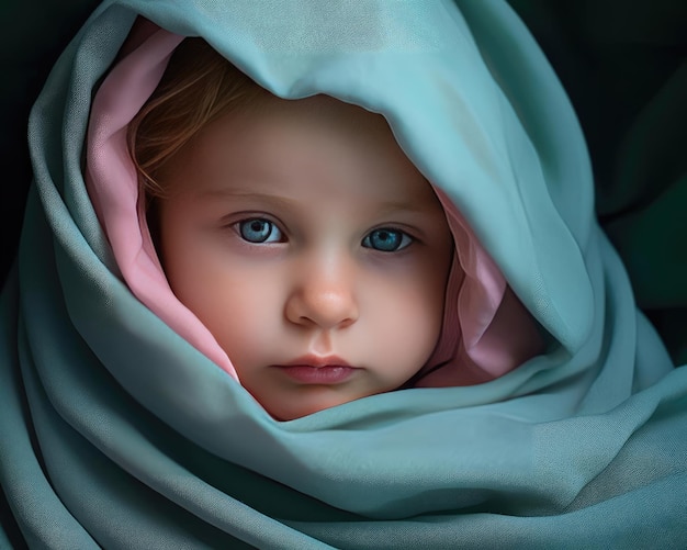 Photo of a little girl in a blanket