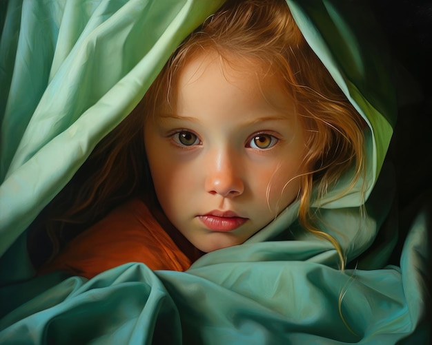 Photo of a little girl in a blanket