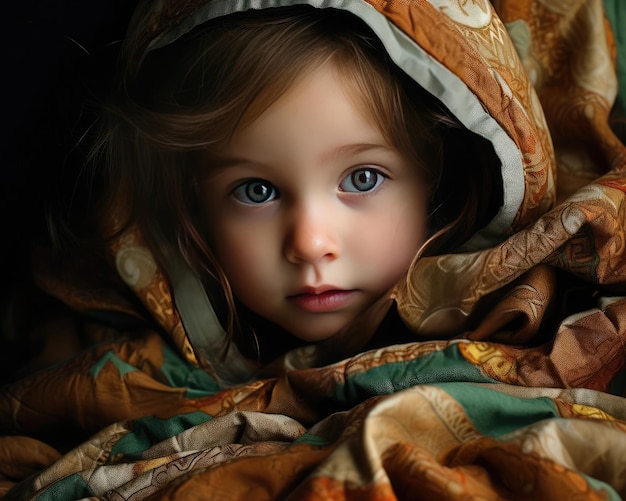 Photo of a little girl in a blanket