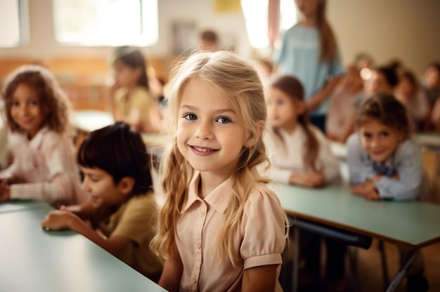 Photo of little girl in kindergarten High quality photo