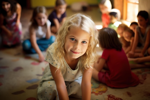 Photo of little girl in kindergarten High quality photo